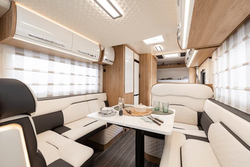 motorhome interior cream seating area