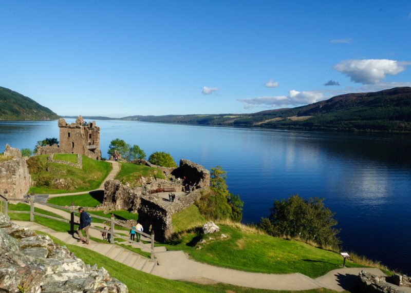 The castle ruins and the lake on which they stand, Loch Ness, are both very popular tourist attractions in the Scottish Highlands